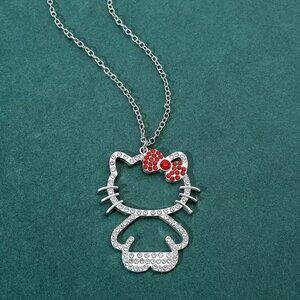 HELLO KITTY Silver & Rhinestone Large Pendant Necklace (BRAND-NEW & SO CUTE!)